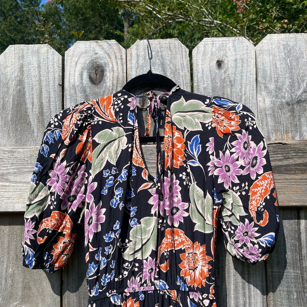 Myleene Klass Floral Black and Orange Wrap Dress Size 4 / 36 - Picture 9 of 11